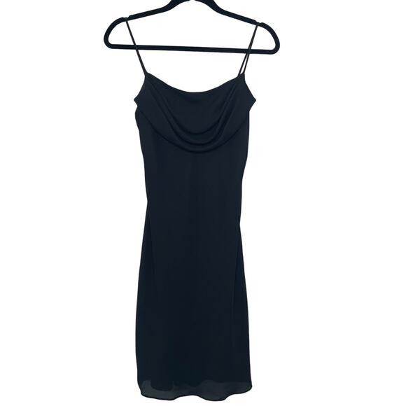 Vintage Jump Slip Dress Sleeveless Spaghetti Strap Cowl Witchy Black Goth Sexy 8 - Picture 1 of 11